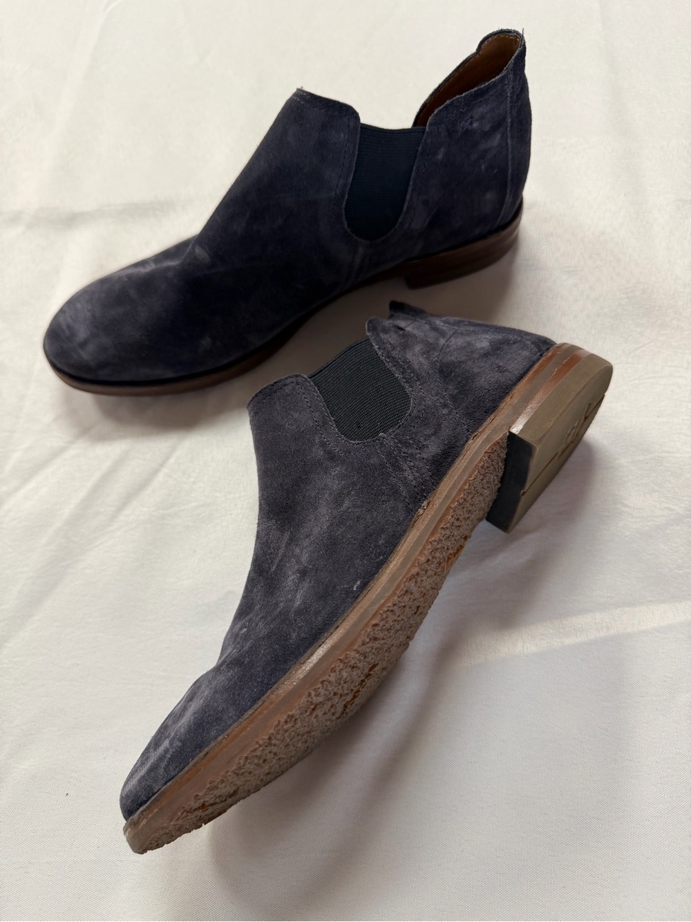 Trask Women's Nubuck Leather Chelsea Slip-On Boots - Navy